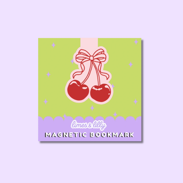 Cherry Coquette Girly Bow Magnetic Bookmark