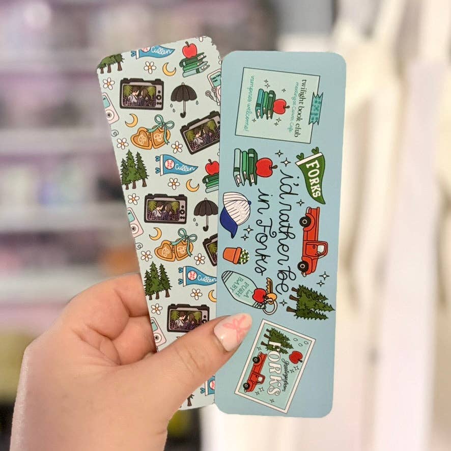 I'd Rather be in Forks Dual-Sided Cardstock Bookmark: Unlaminated