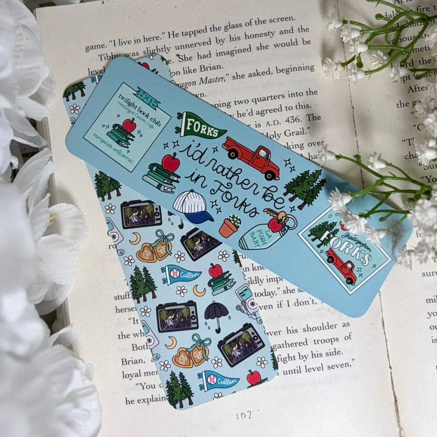 I'd Rather be in Forks Dual-Sided Cardstock Bookmark: Unlaminated