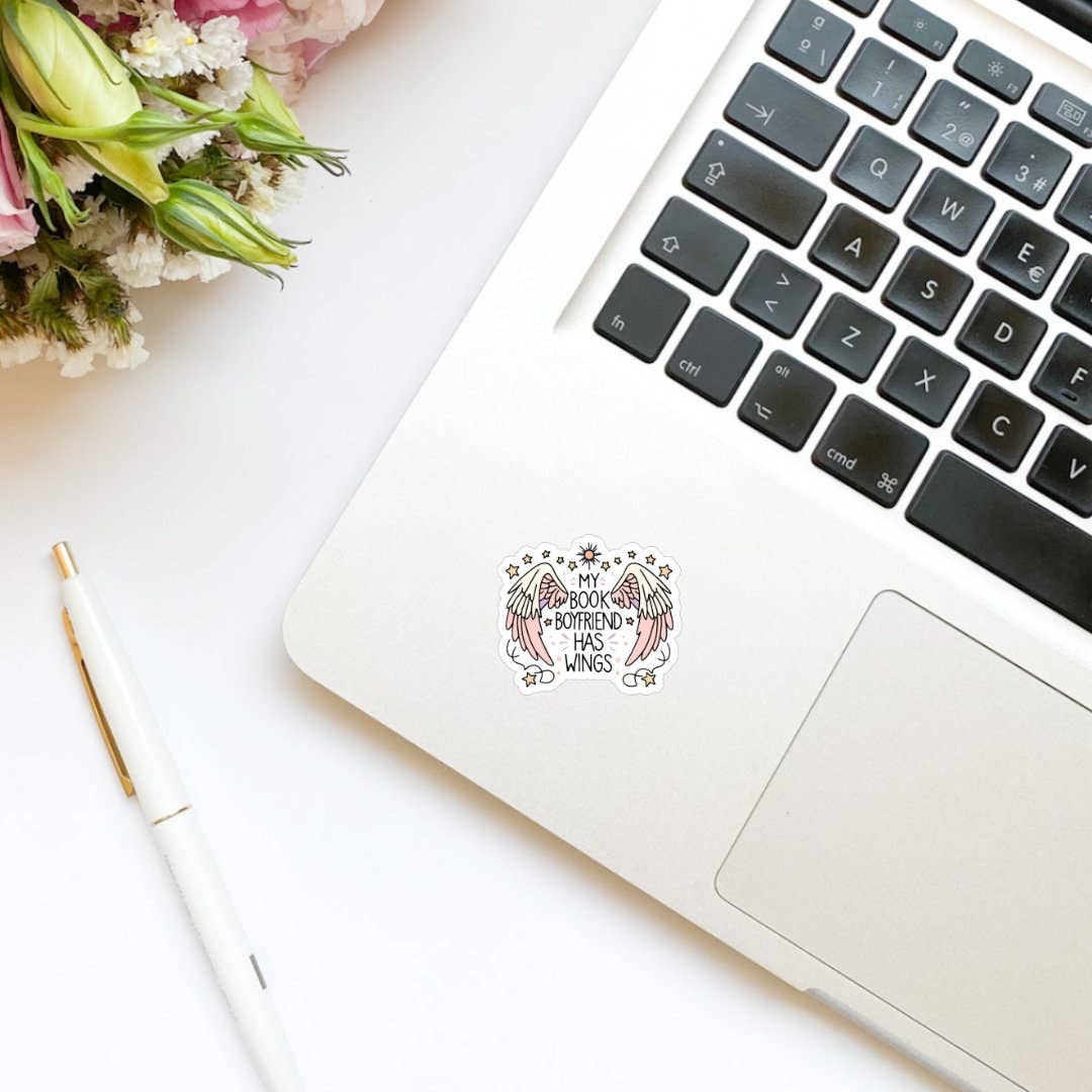 My Book Boyfriend Has Wings Vinyl Sticker | Book Inspired: Glossy