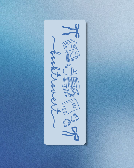 Blue Booktrovert Doodles Bookmark: Soft Touch Matte