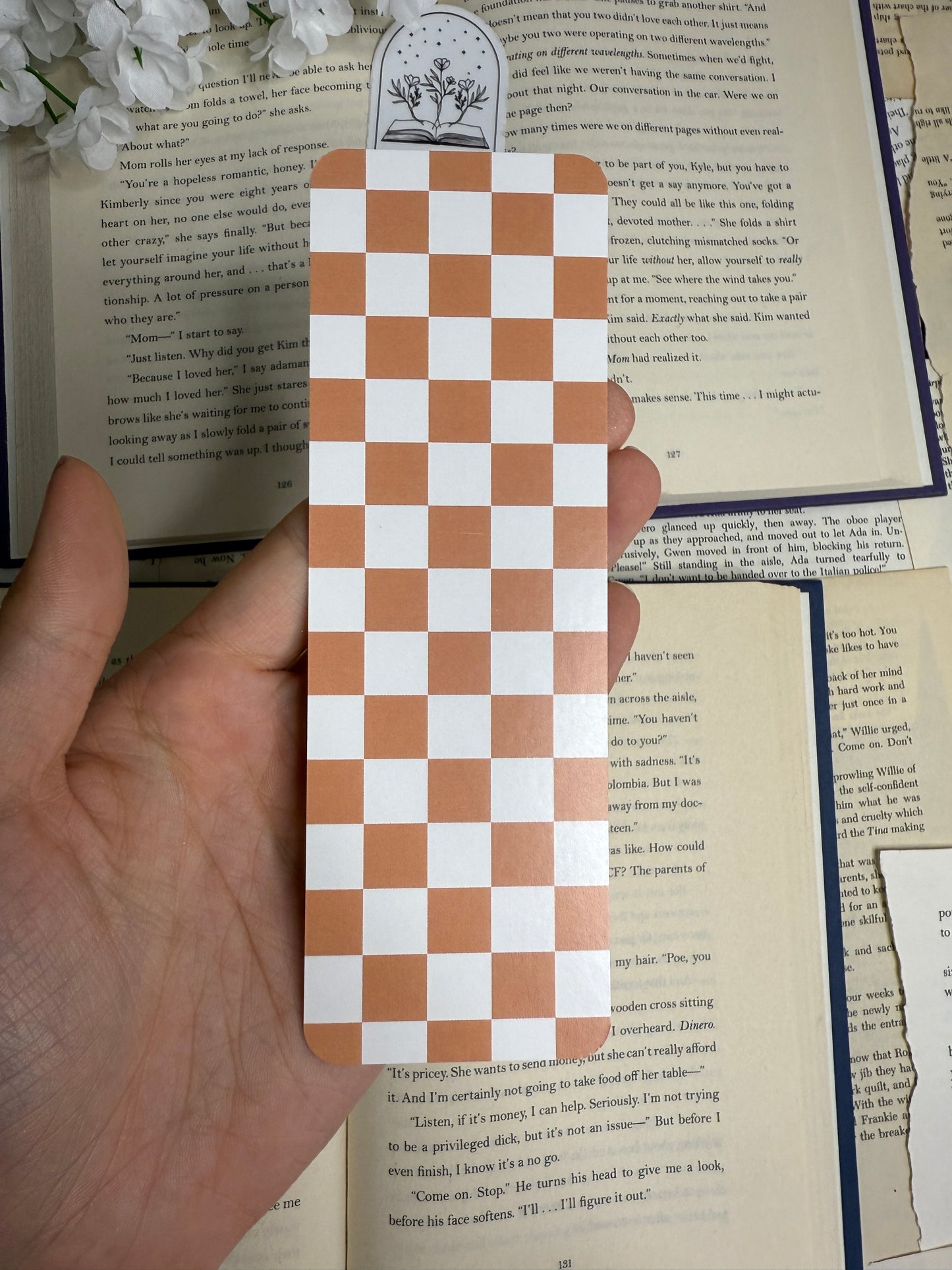 Boho Checkered Bookmark - Clay