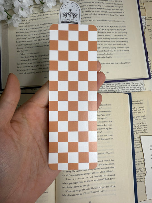Boho Checkered Bookmark - Clay