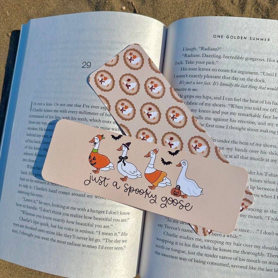 Just a Spooky Goose Dual-Sided Matte Cardstock Bookmark: Unlaminated