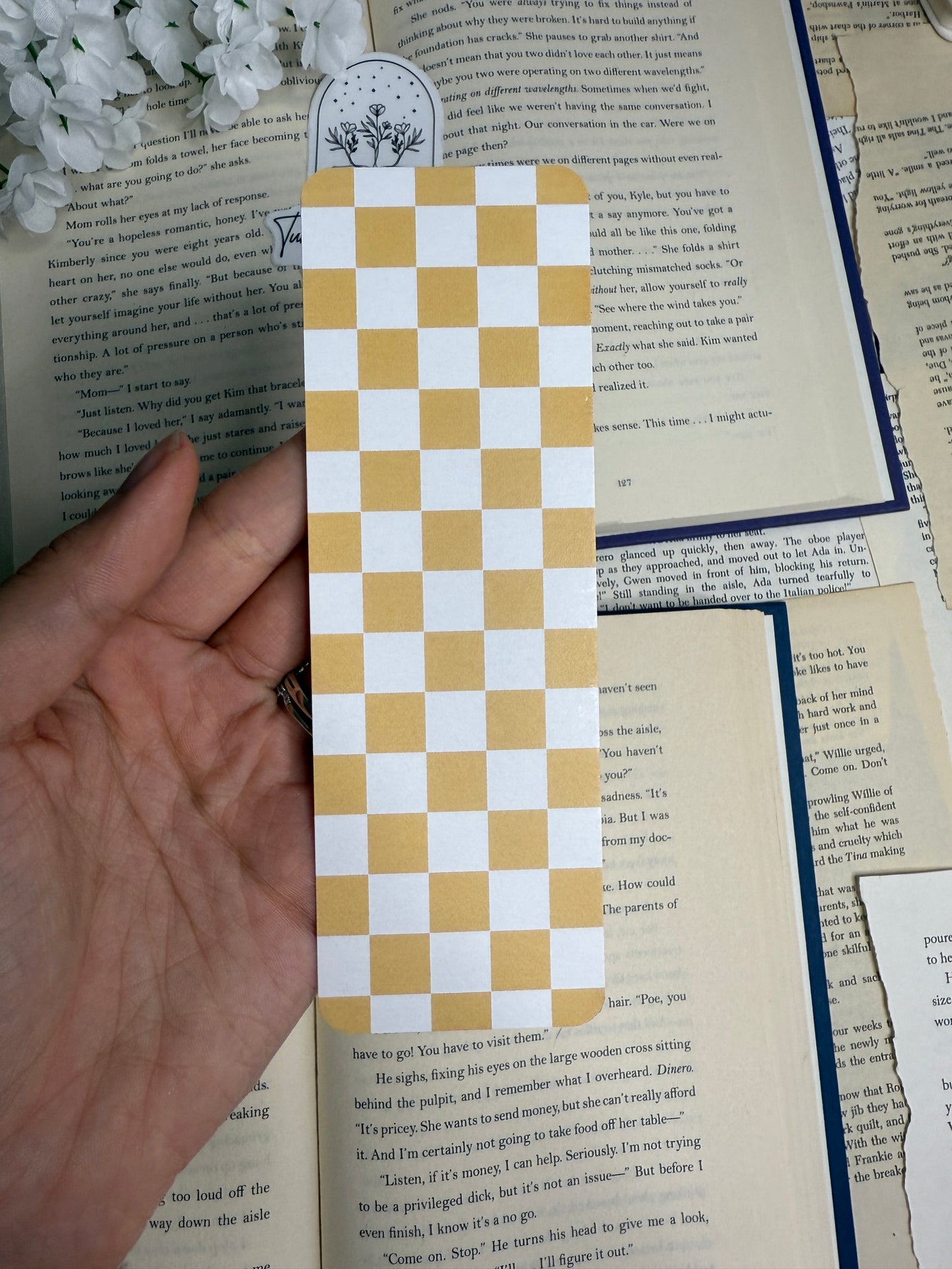 Boho Checkered Bookmark - Mustard