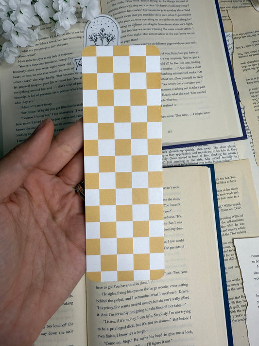 Boho Checkered Bookmark - Mustard