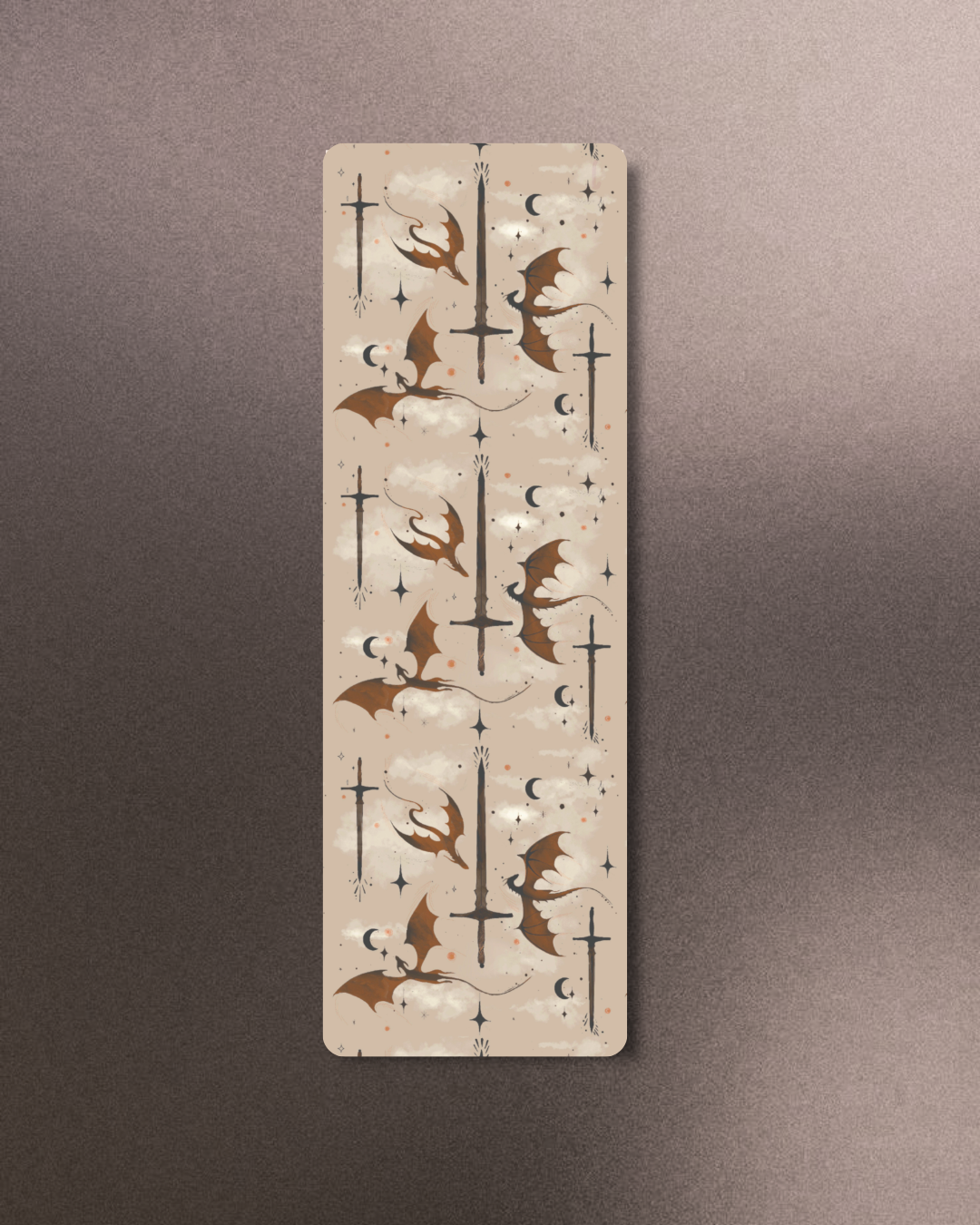 Beige Dragons and Swords Bookmark: Soft Touch Matte