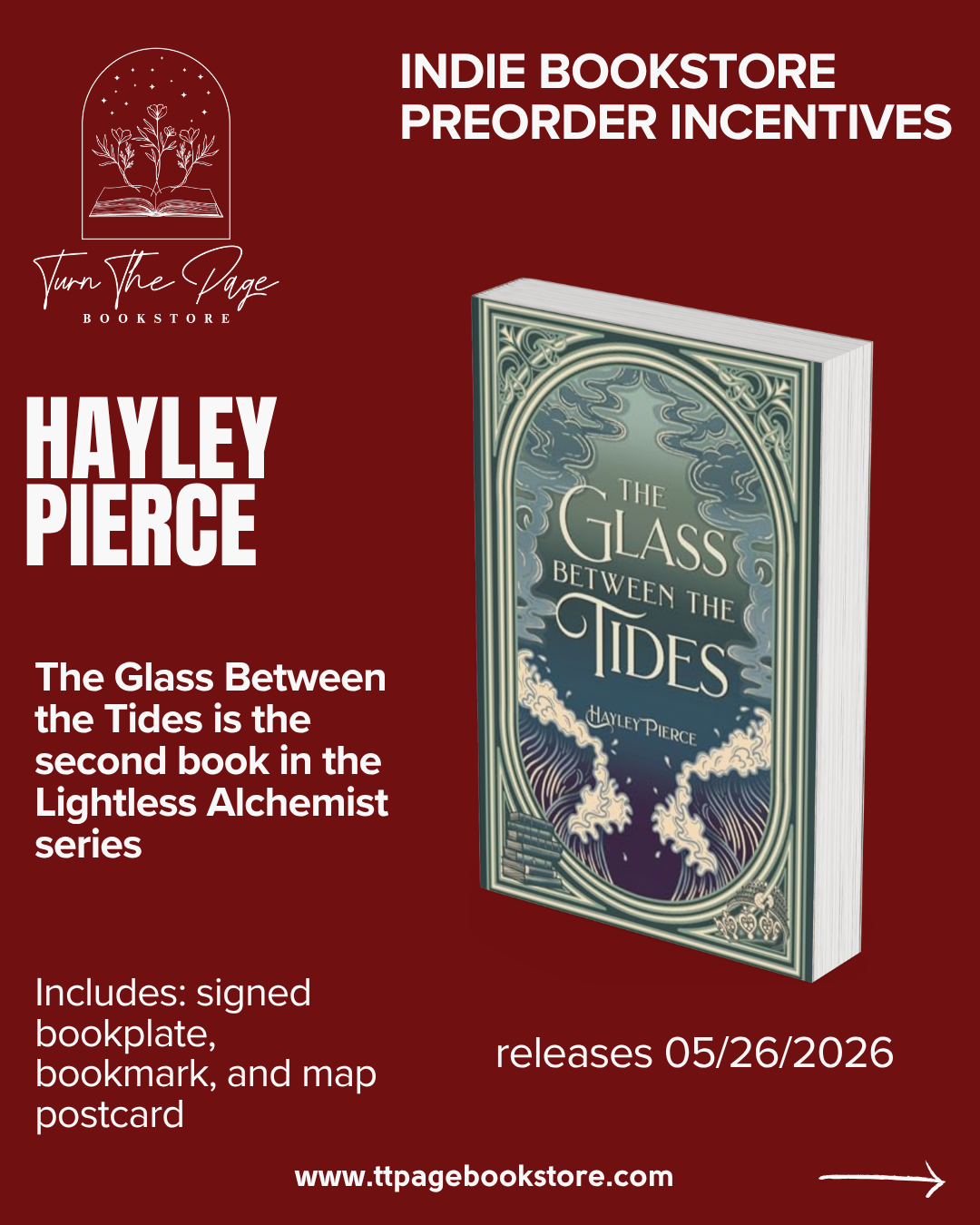 The Glass Between the Tides by Hayley Pierce - author swag
