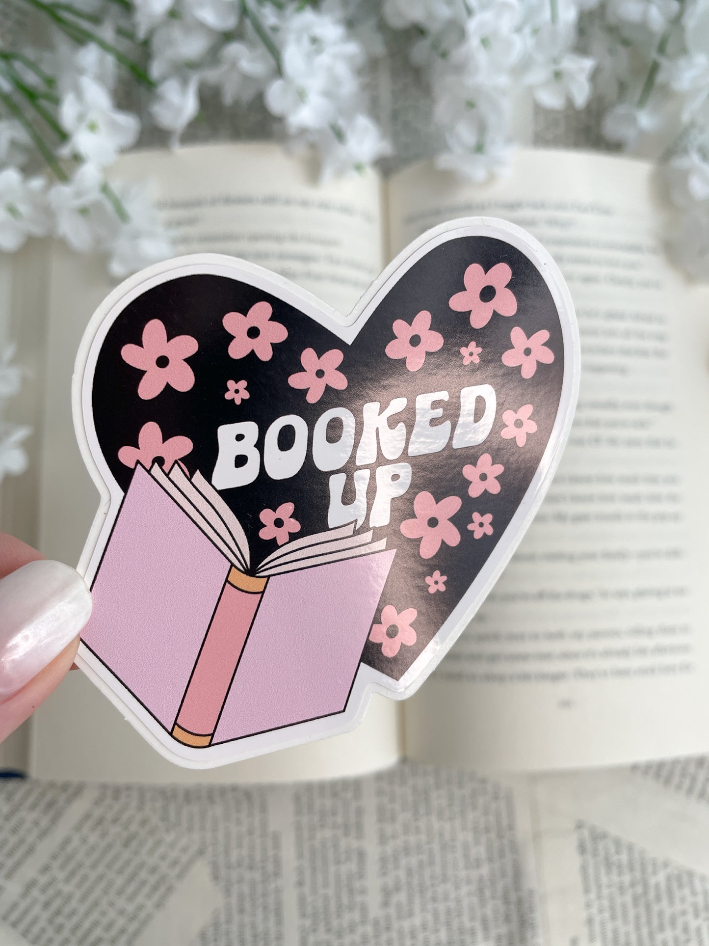 Booked Up Heart Sticker