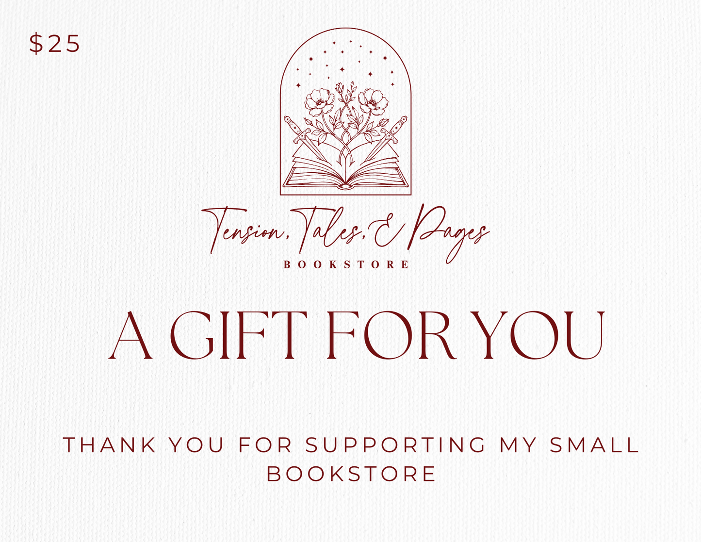 Tension, Tales, & Pages Bookstore Giftcard
