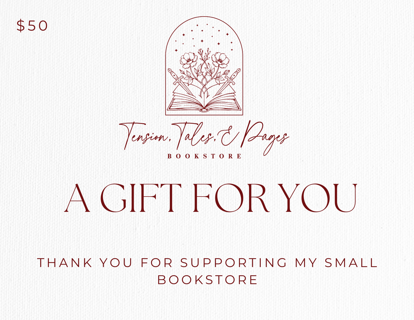 Tension, Tales, & Pages Bookstore Giftcard