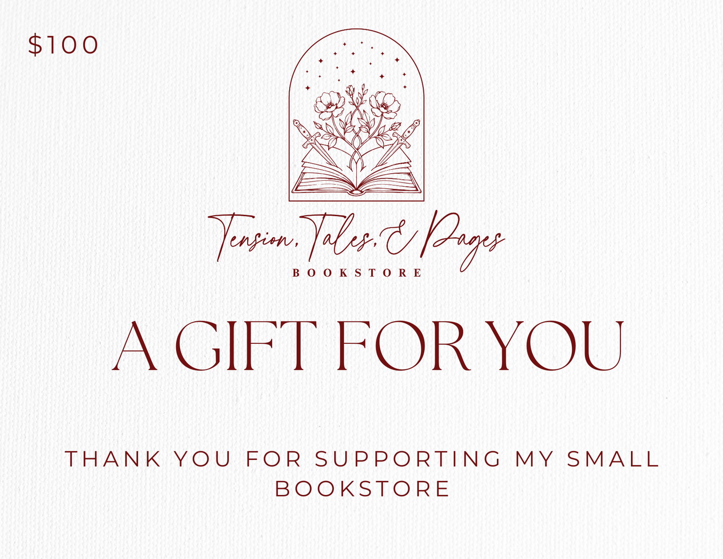 Tension, Tales, & Pages Bookstore Giftcard