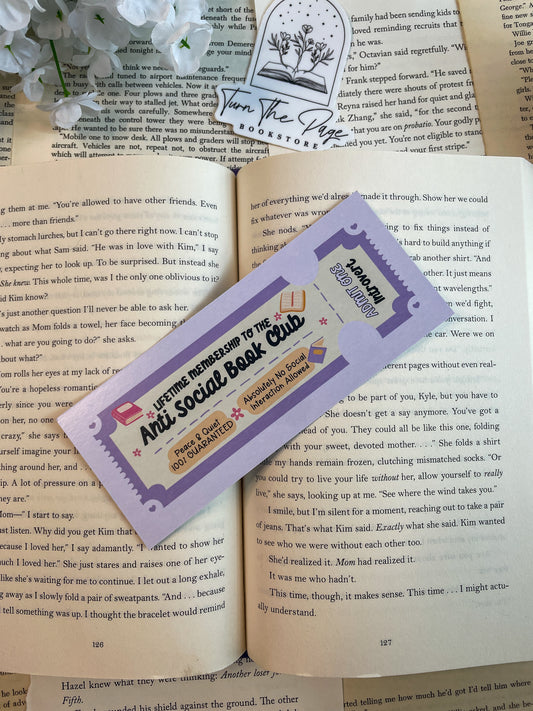 Anti Social Book Club Bookmark