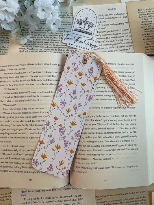 Orange Watercolor Floral Bookmark w/ Tassel