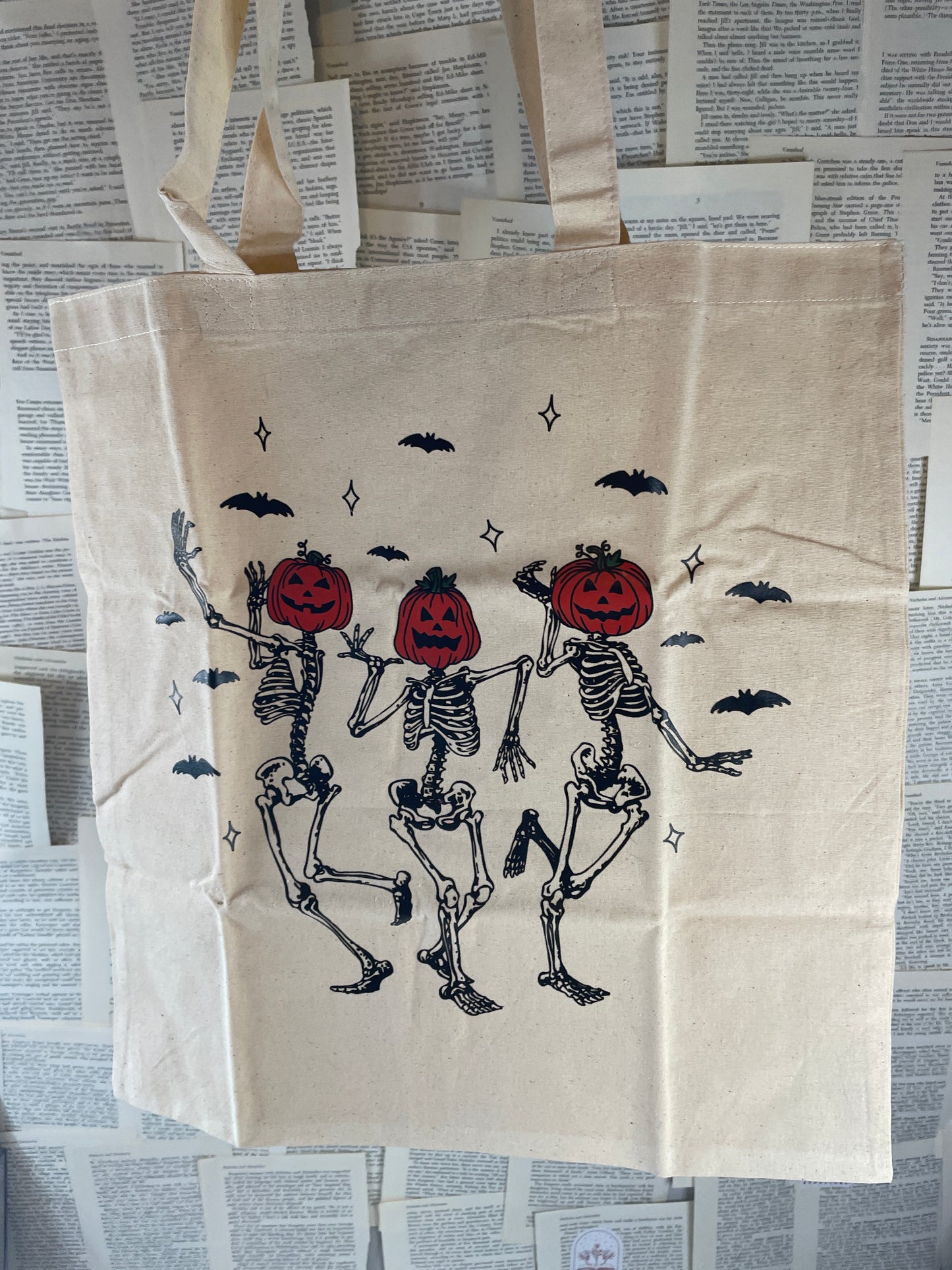 Skeleton Pumpkin Tote Bag