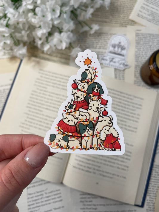 Dogs Christmas Tree Vinyl Sticker