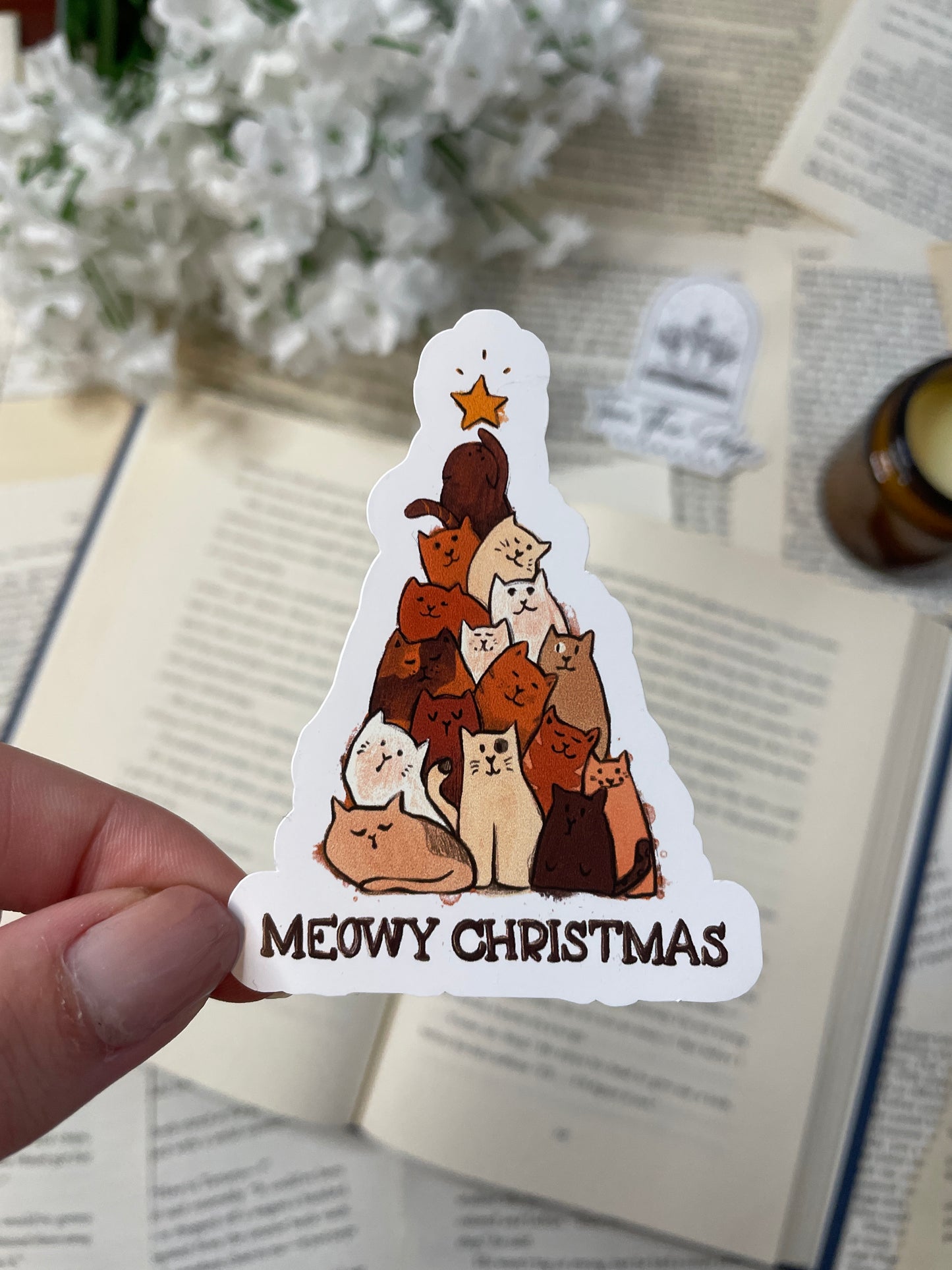 Cats Christmas Tree Vinyl Sticker