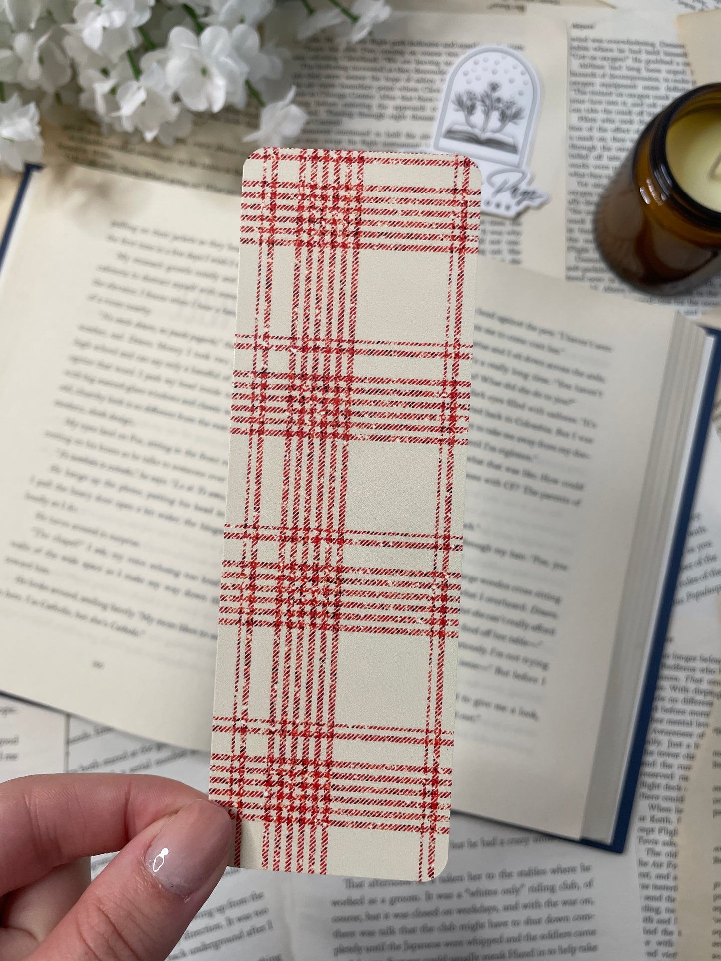 Red Christmas Plaid Bookmark