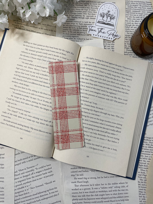 Red Christmas Plaid Bookmark