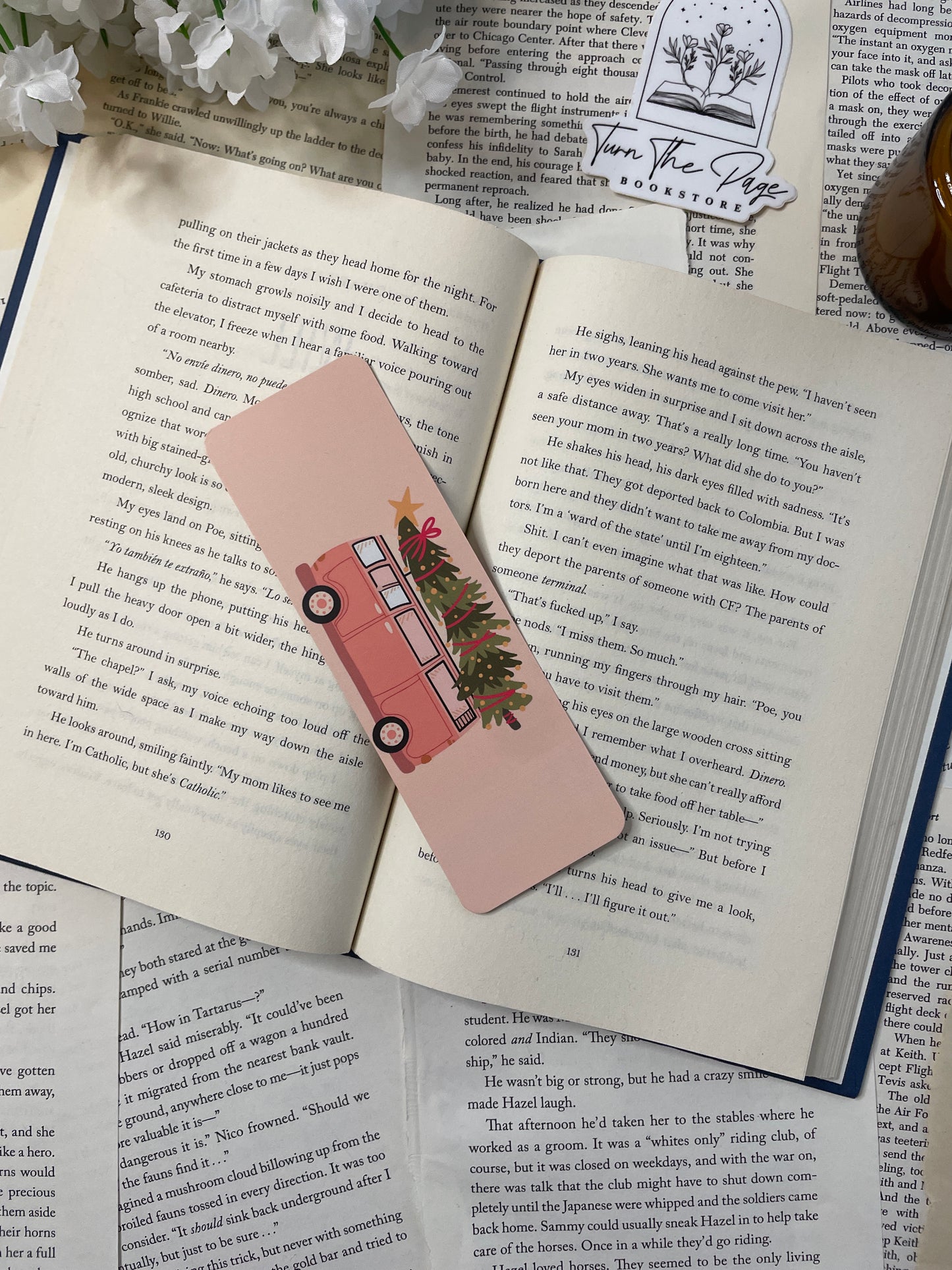 Retro Pink Van Christmas Bookmark