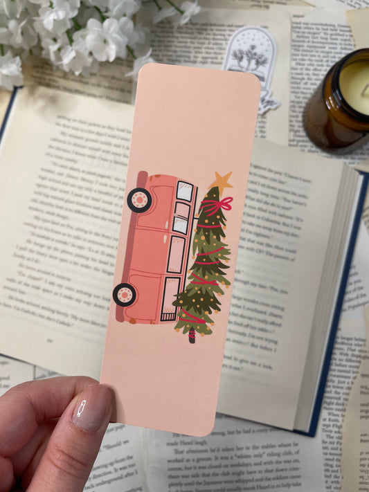 Retro Pink Van Christmas Bookmark