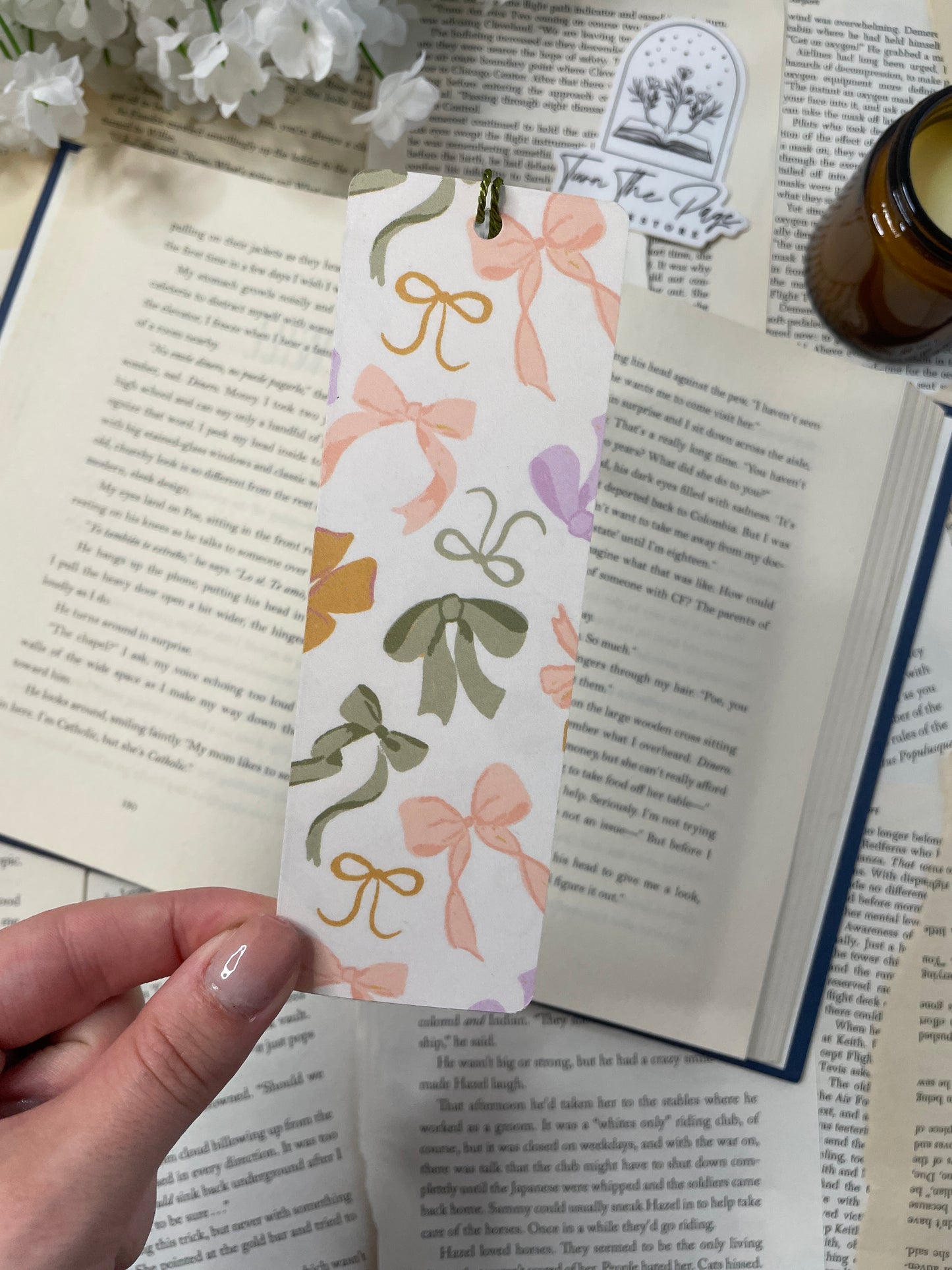 Pastel Bows Bookmark with Tassel