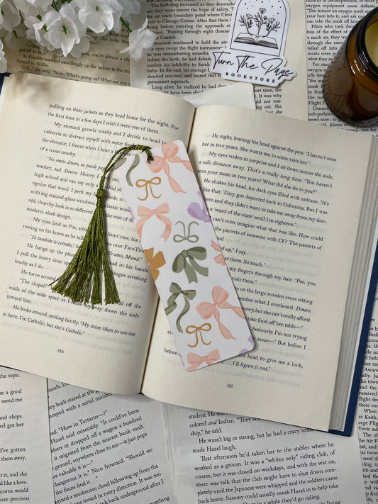 Pastel Bows Bookmark with Tassel