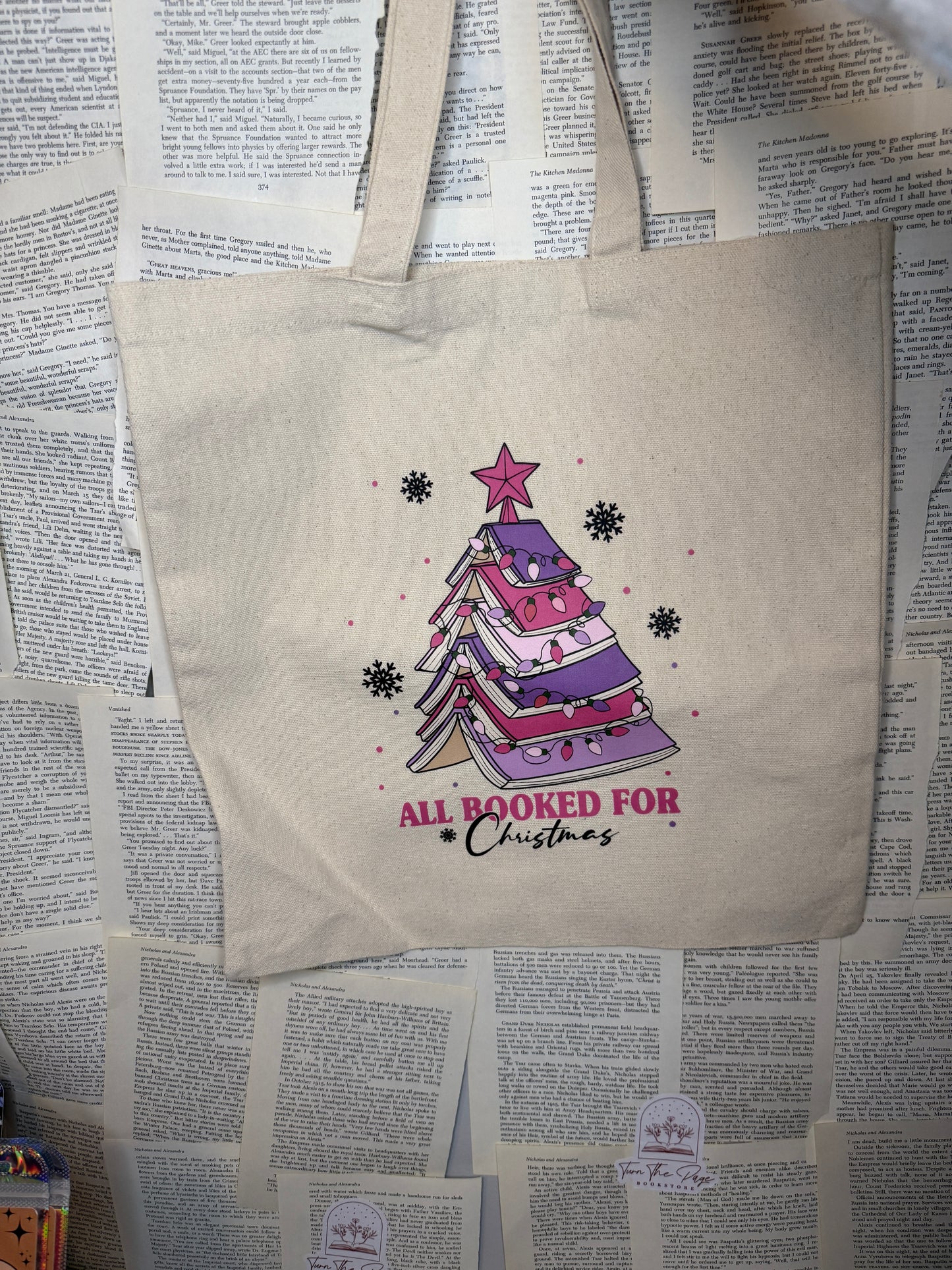 All Booked for Christmas Tote Bag