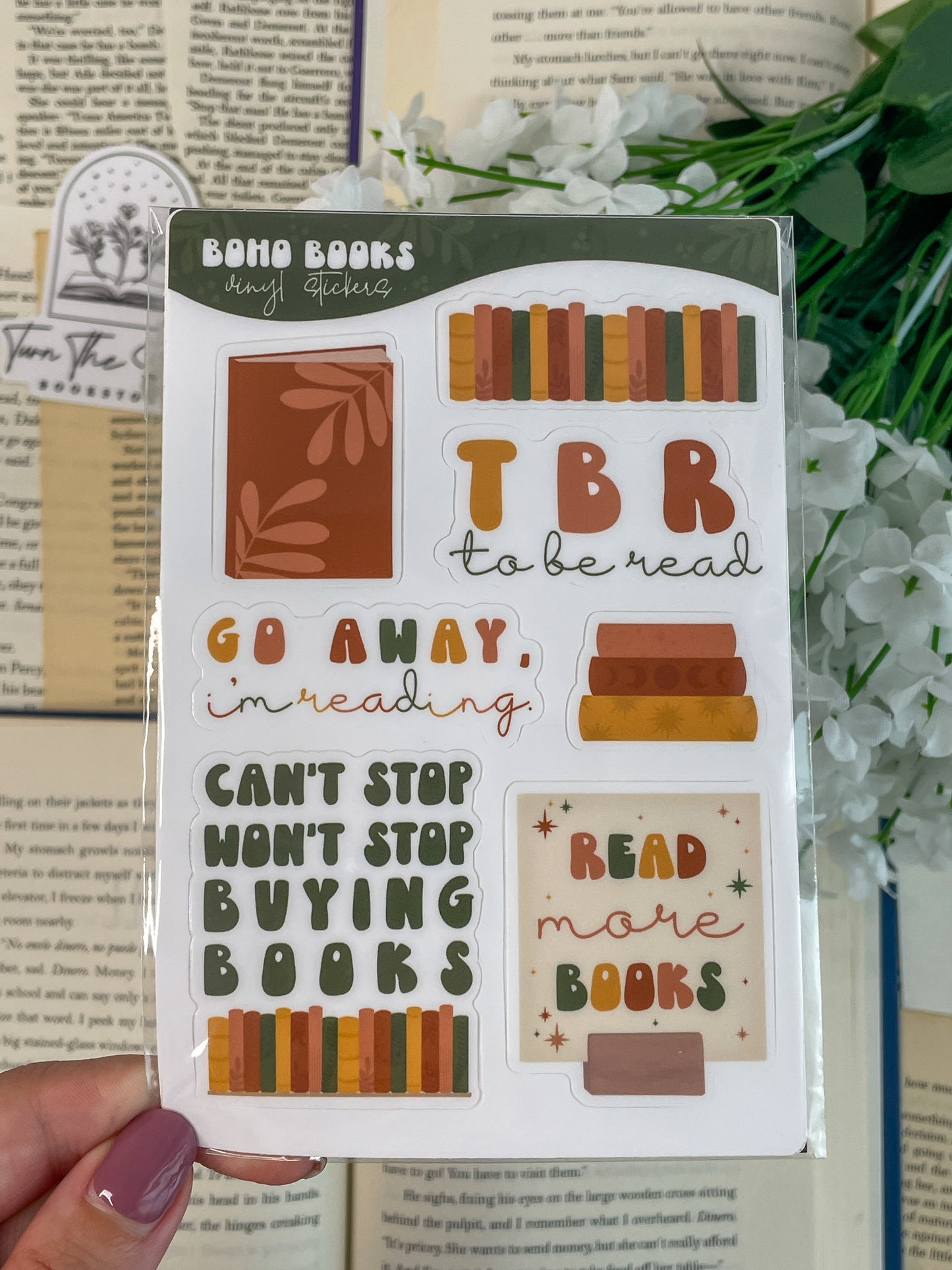 Boho Books Vinyl Sticker Sheet