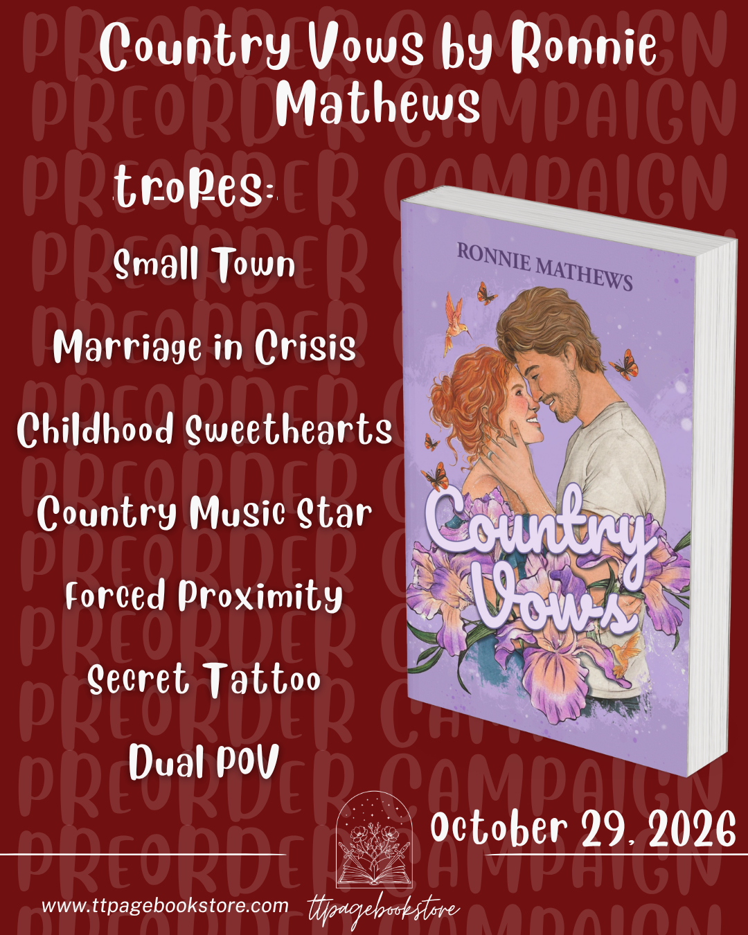 PREORDER: Country Vows by Ronnie Mathews - swag included