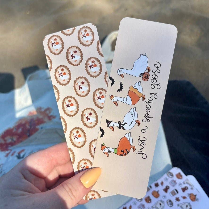 Just a Spooky Goose Dual-Sided Matte Cardstock Bookmark: Unlaminated