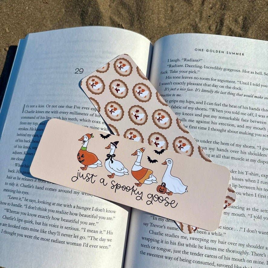 Just a Spooky Goose Dual-Sided Matte Cardstock Bookmark: Unlaminated