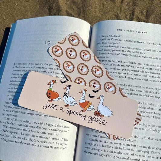Just a Spooky Goose Dual-Sided Matte Cardstock Bookmark: Unlaminated