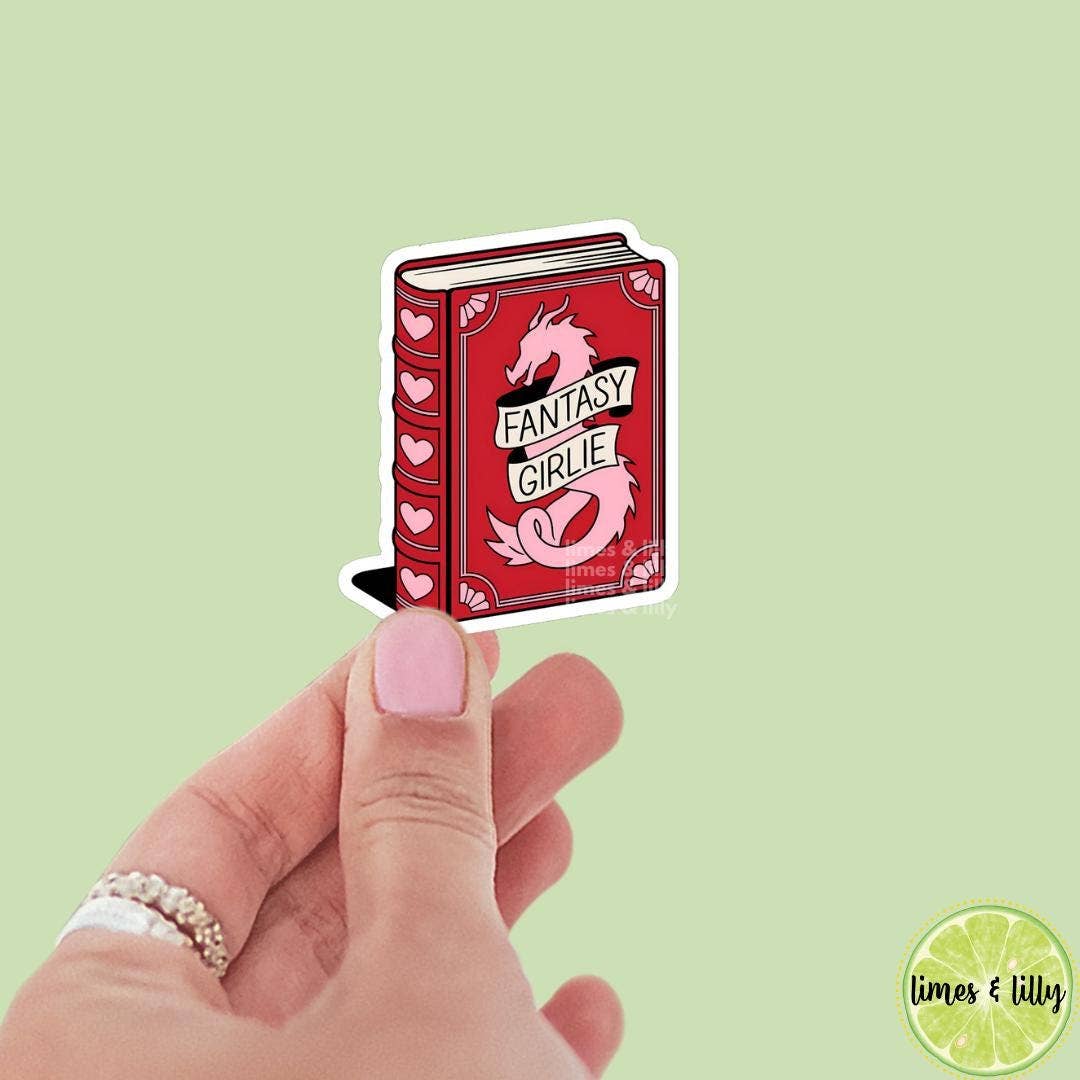 Fantasy Girlie Dragon Book Vinyl Sticker | Book Sticker |: Glossy
